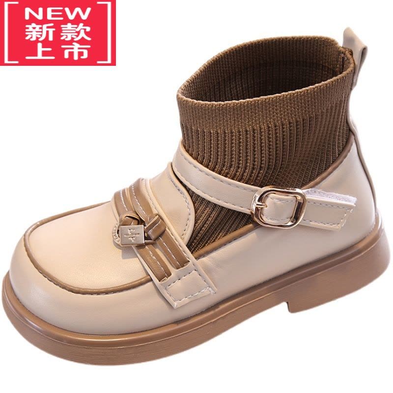 可莉允儿童靴秋冬季加绒女童鞋子保暖棉鞋2022新款二棉靴女童马丁靴袜靴图片
