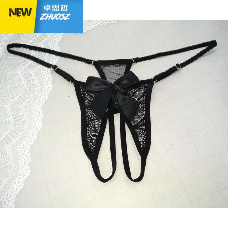 性感开档内裤女情趣丁字裤头开裆大码胖mm200斤诱惑透明蕾丝 卓思哲