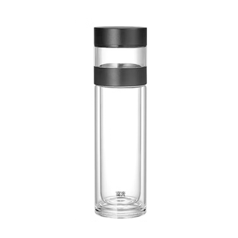 富光G2511-SH-300双层玻璃茶水分离水杯300ml黑色