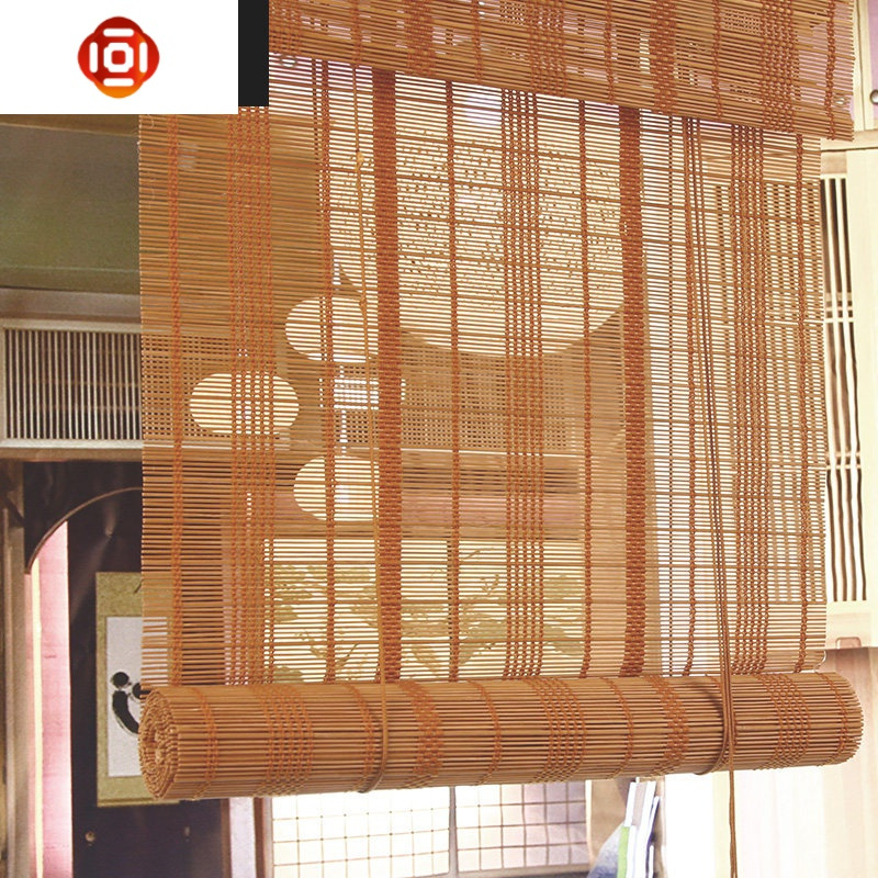 竹帘帘子窗帘中式复古禅意隔断遮光装饰阳台家用升降中国风卷帘 三维