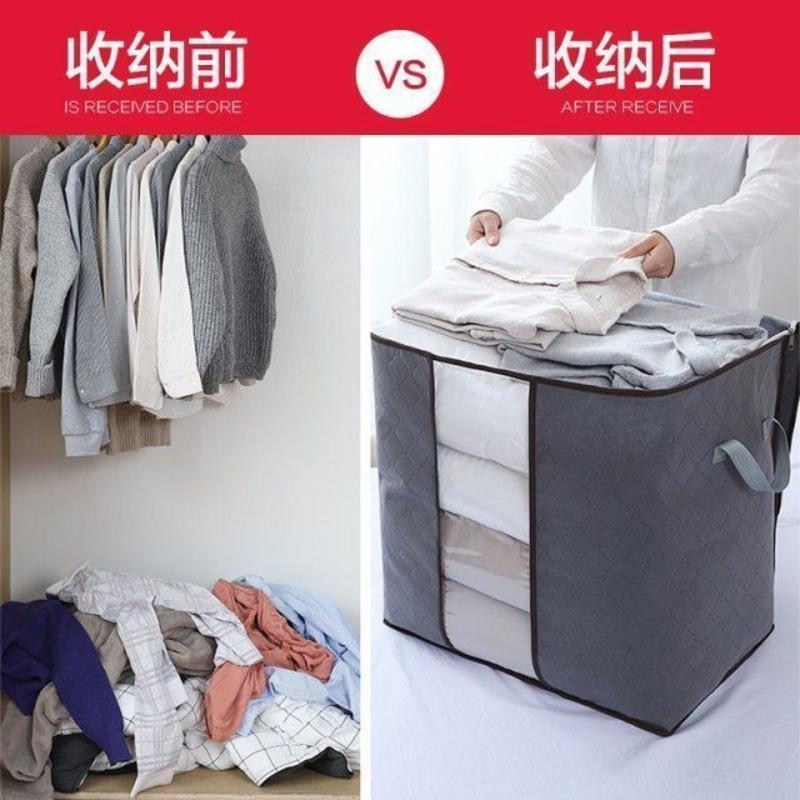 被子衣服收纳袋大号衣物棉被打包袋整理袋行李包手提收纳箱搬家 灰色 1个加厚竖款【不够装】.