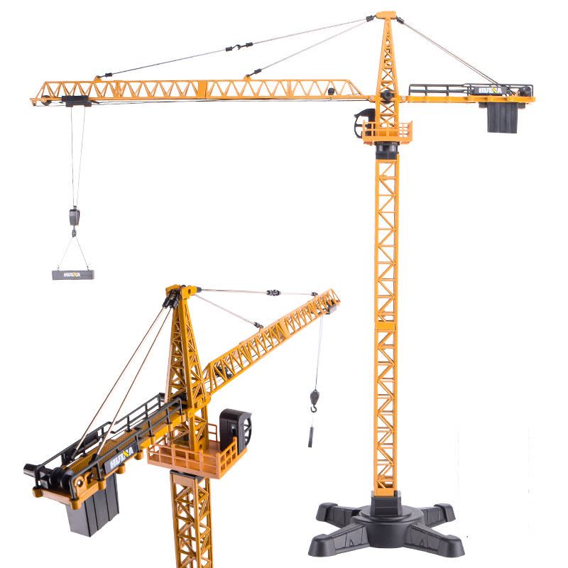 汇纳模型 建筑塔吊仿真塔式起重机1:50升降机吊塔儿童静态工程车合金玩具车模型收藏室内摆件礼物图片