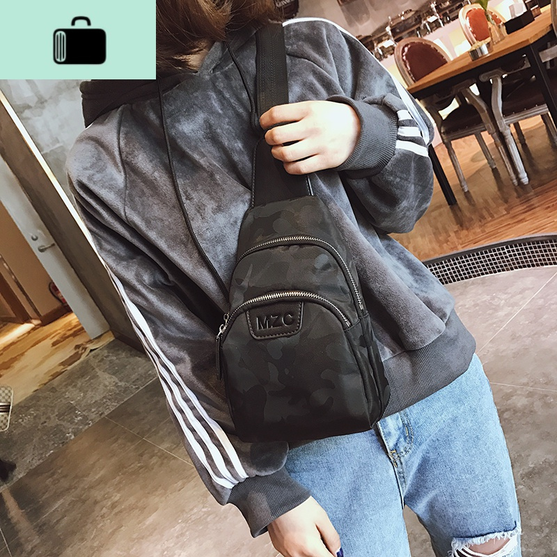 休闲胸包女韩版潮帆布女单肩包牛津纺女斜挎包尼龙迷你运动小背包NEW LAKE女士单肩包