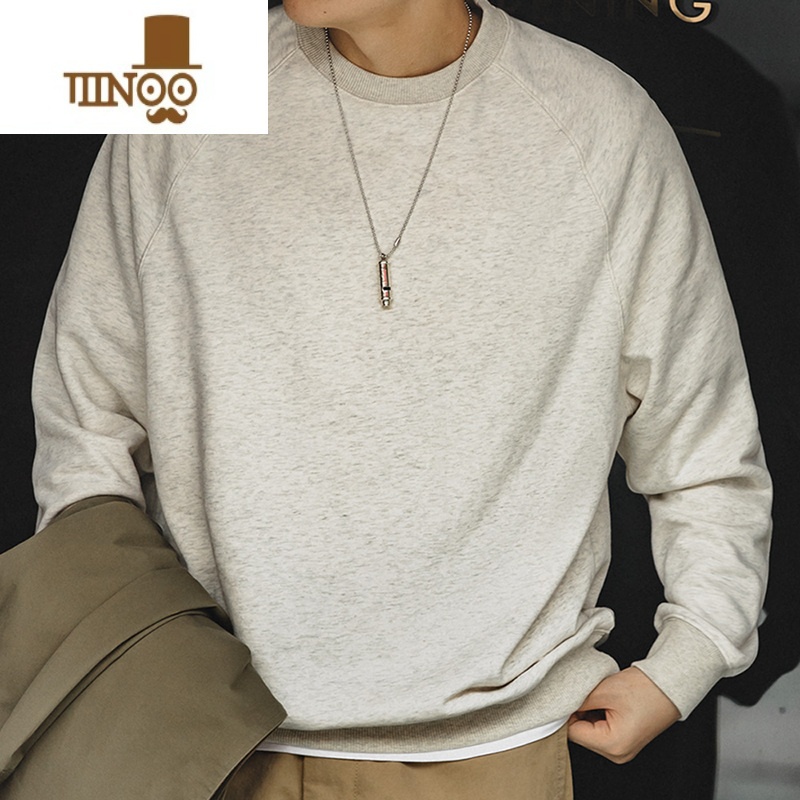 YANXU工装 复古水洗毛圈布圆领卫衣外穿打底衫T恤叠穿套头男卫高清大图