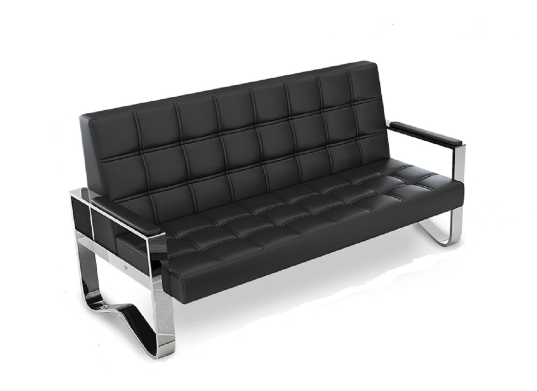 大华s05403五金办公沙发三人位多人商务会客接待区金属框架真皮长沙发