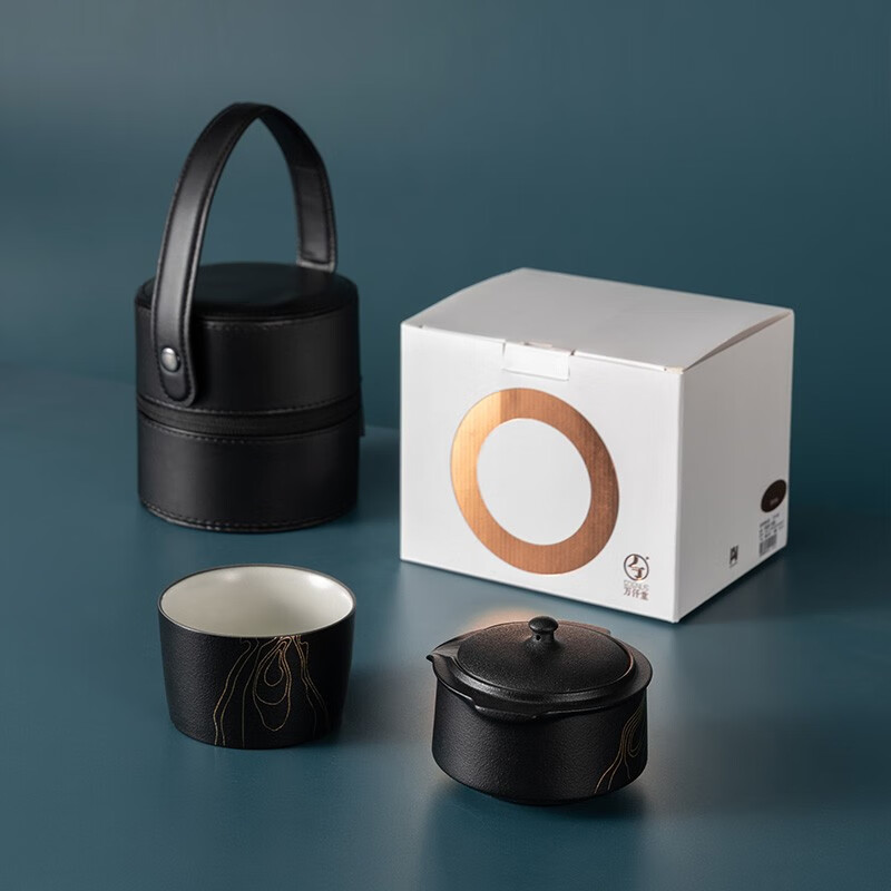 万仟堂(Edenus)茶杯 时来运转快客杯便携茶具一壶一杯旅行杯 Q 黑铁釉高清大图