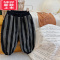 可莉允文艺范~韩版儿童双层加绒保暖灯笼裤冬装男童撞色竖条纹哈伦裤潮保暖裤