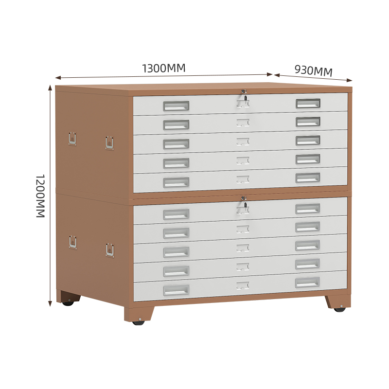 臻远 ZY-DTGA-11 工程图纸柜收纳柜 咖白色0号双节柜高清大图