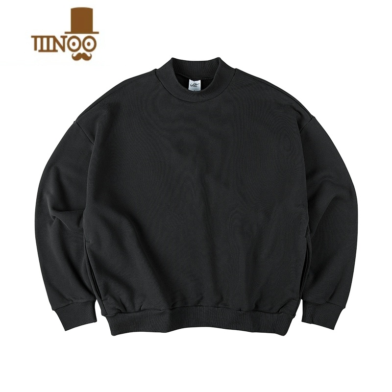 YANXUIDLT 廓形卫衣 400g毛圈 落肩半高领宽松男女基础国潮ins高清大图