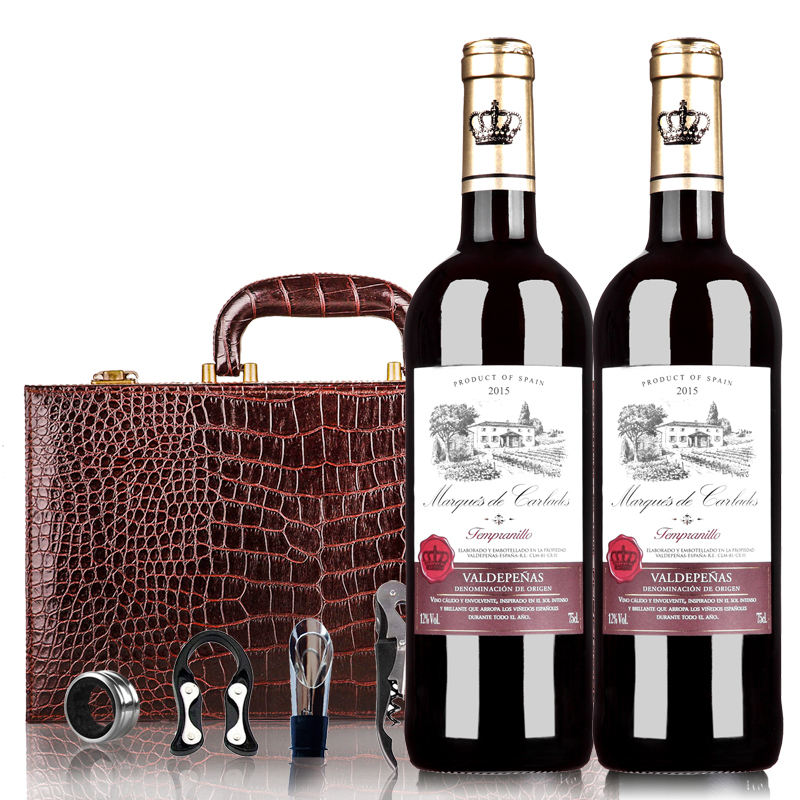 西班牙原瓶进口红酒奥瑞安传说干红葡萄双支鳄鱼纹皮盒套装750ml2
