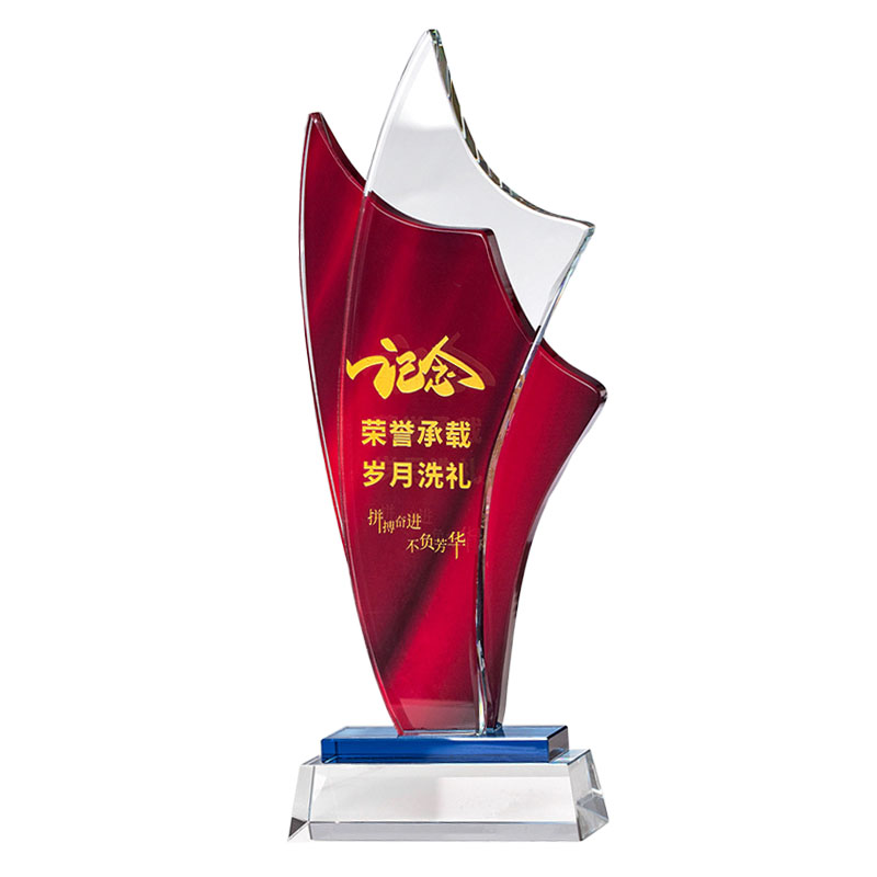 优彩嘉 政治生日纪念奖杯 水晶流动红旗款 J-11 单位:个高清大图