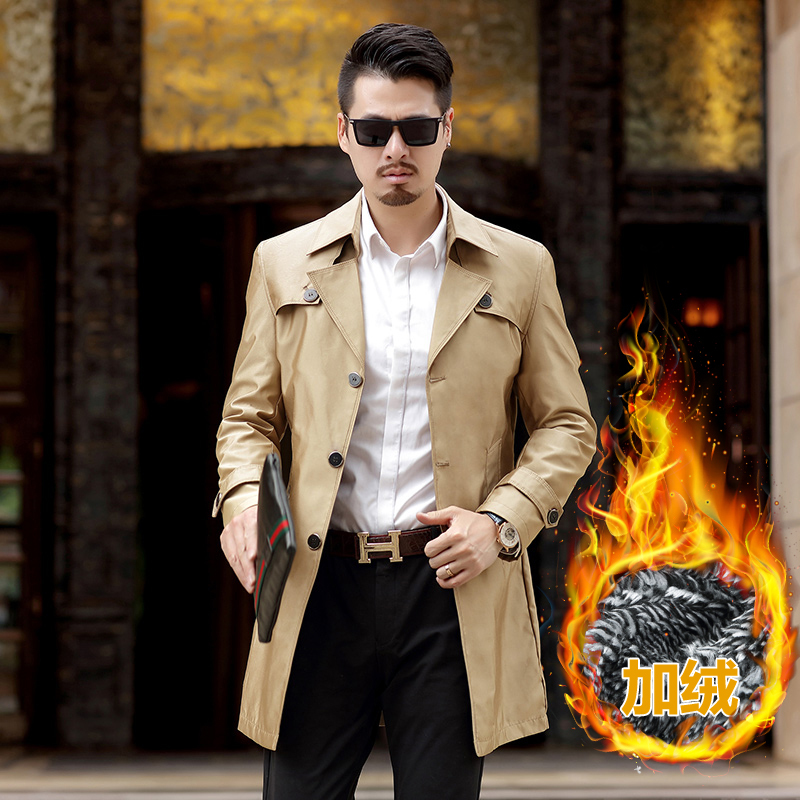 bebeeru春秋男装加肥大码外套英伦风商务男士风衣男中长款休闲大衣bc