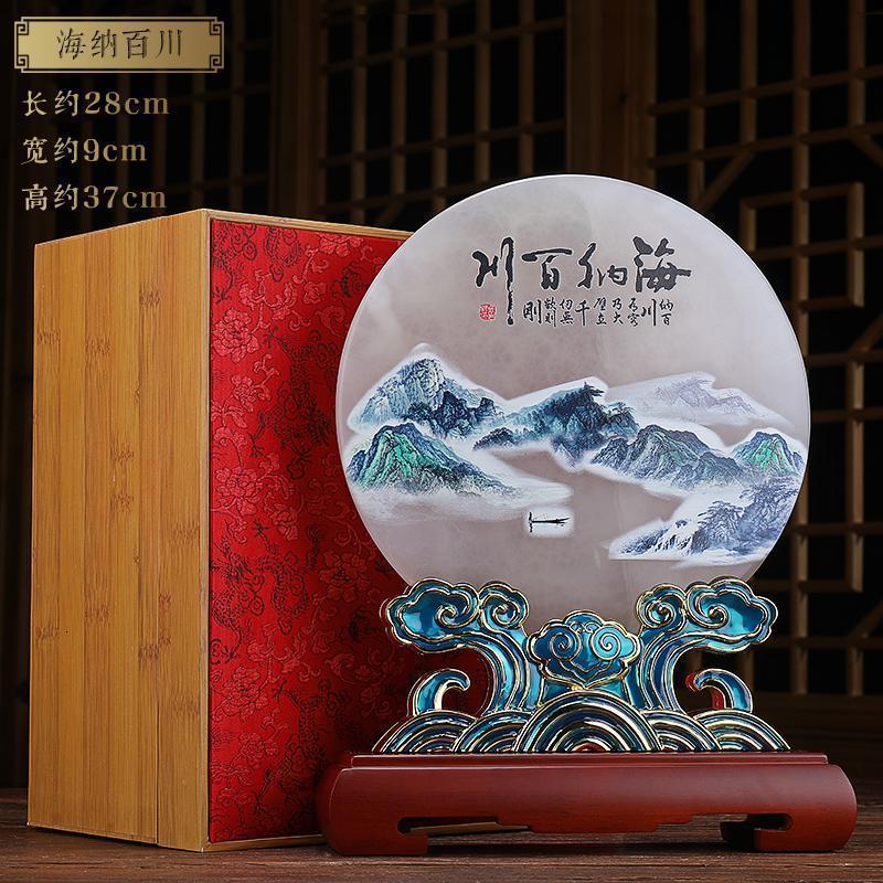 美帮汇玉石平安扣摆件海纳百川总裁总经理办公室老板桌装饰商务高清大图