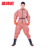 高翊柏 17030459 全身下水裤 100丝红色橡胶手套款 38码 pvc涉水裤加厚耐磨连体防水背带裤洗车防水裤