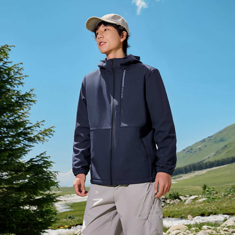 361°运动外套男秋冬加绒软壳防风防泼水开衫风衣跑步上衣高清大图