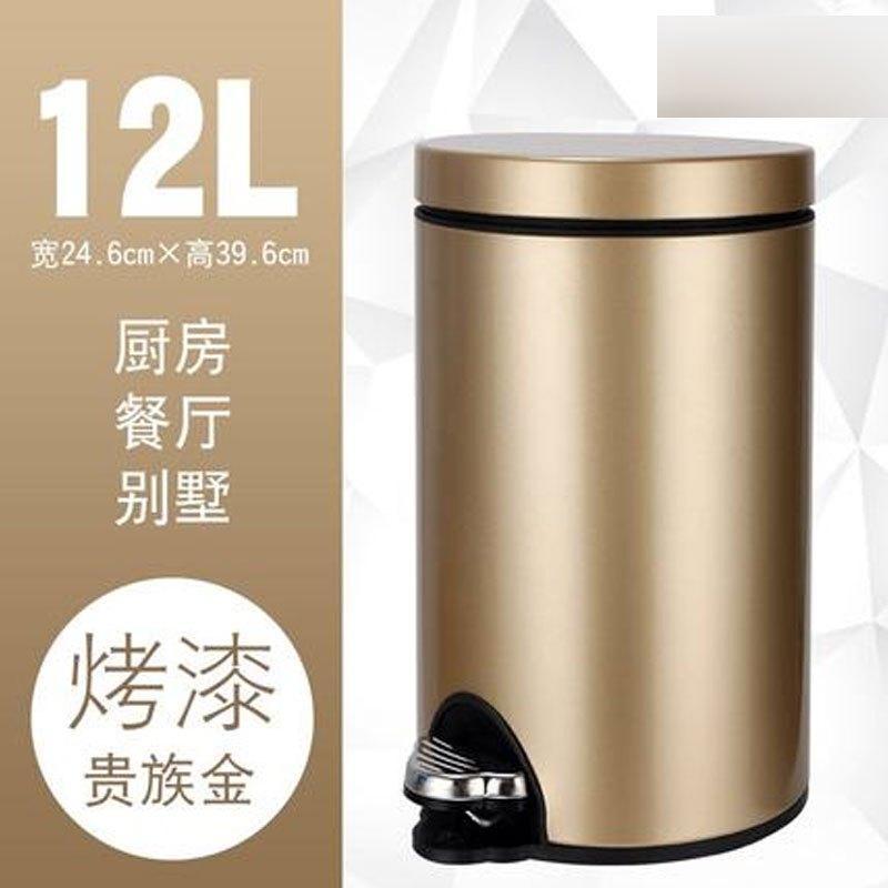 不锈钢垃圾桶脚踏式欧式创意 家用卫生间厨房客厅卧室有盖多功能时尚创意生活日用清洁用品清洁工具垃圾桶脚踏式
