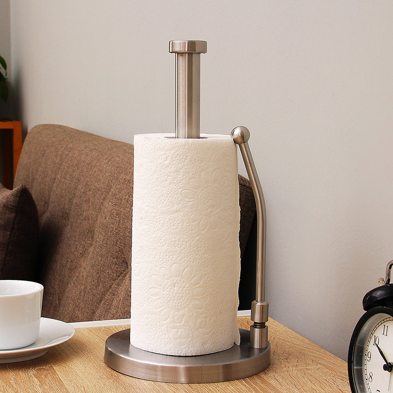 欧润哲 纸巾架 不锈钢加粗双杆纸巾架 免打孔卷纸架立式纸巾座创意家用餐厅简约用纸架家庭纸巾盒高清大图