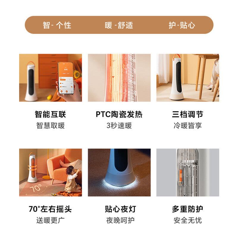 美的(Midea)取暖器/电暖器/电暖气家用/热风机/WiFi智能/速热广角摇头电暖风机HFW20EK图片
