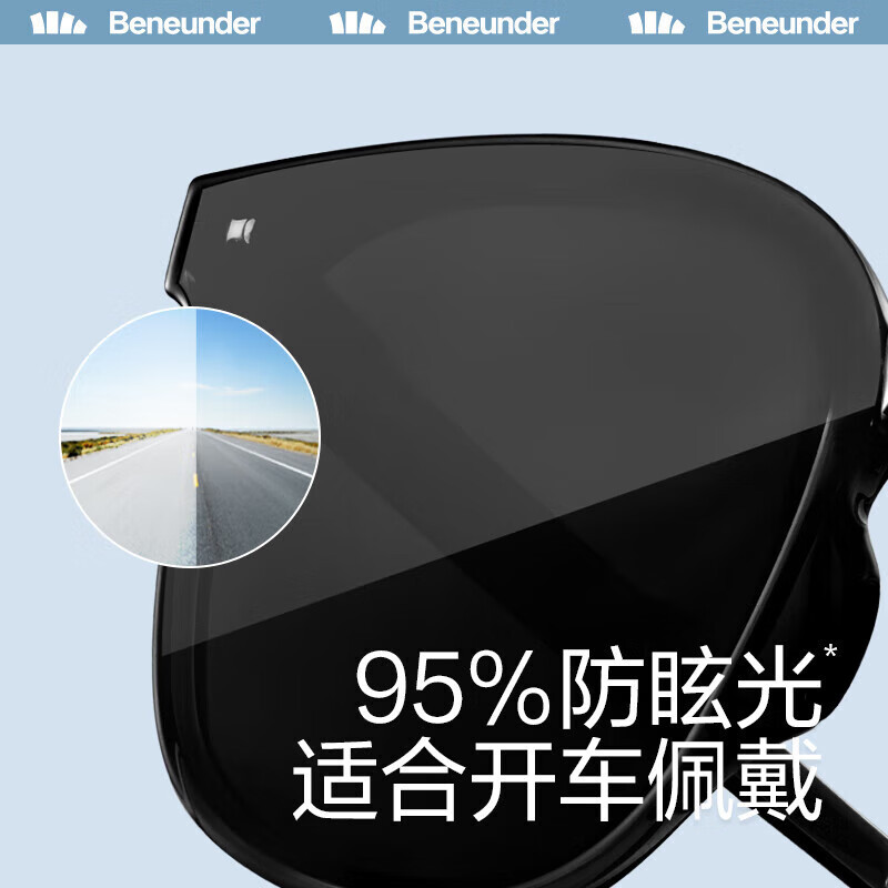 蕉下(beneunder)墨镜男女太阳眼镜 偏光镜大框显脸小可折叠 [经典折叠大方框]爵士黑