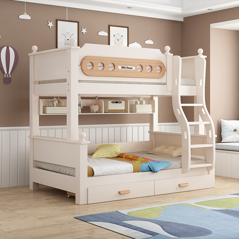 欧梵森 实木儿童床子母床现代简约上下床双层床高低床成人床大人床成年床多功能储物母子床上下铺木床双人床高清大图