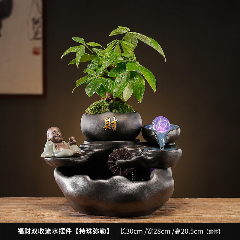 循环流水招财生财鱼缸装饰摆件水晶球轮喷泉景观乔迁开业礼品