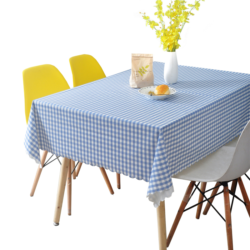 宜家防水防油蓝色格子桌布复古文艺怀旧书桌ins学生少女心可爱