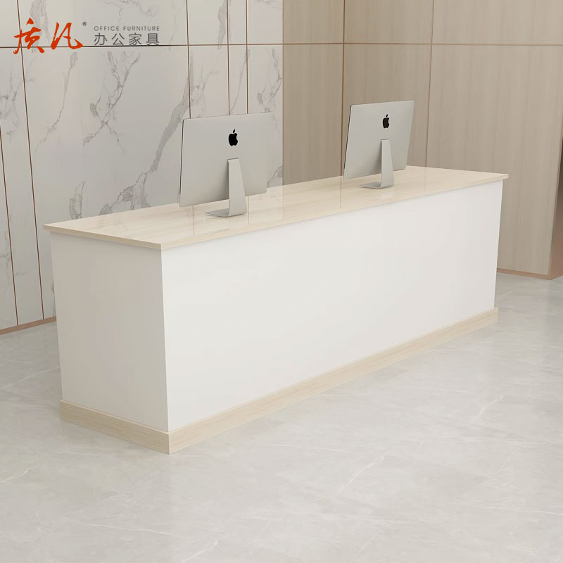 质凡现代简约收银台前台桌接待台 2400*600*800mm高清大图