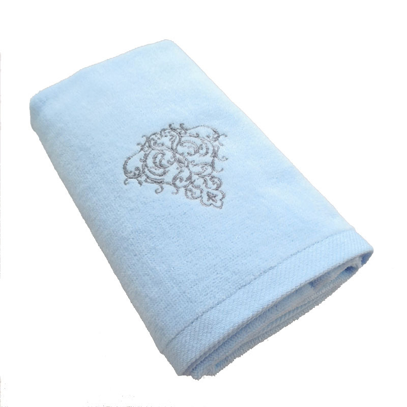 内野uchinojd02792nb素色高低毛绣花面巾毛巾蓝色单位件
