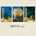 客厅装饰画简约挂画沙发背景墙玄关壁画画餐厅三联画 福禄平安（太空银） 30*50cm三联套装（建议2米以下沙发）_177