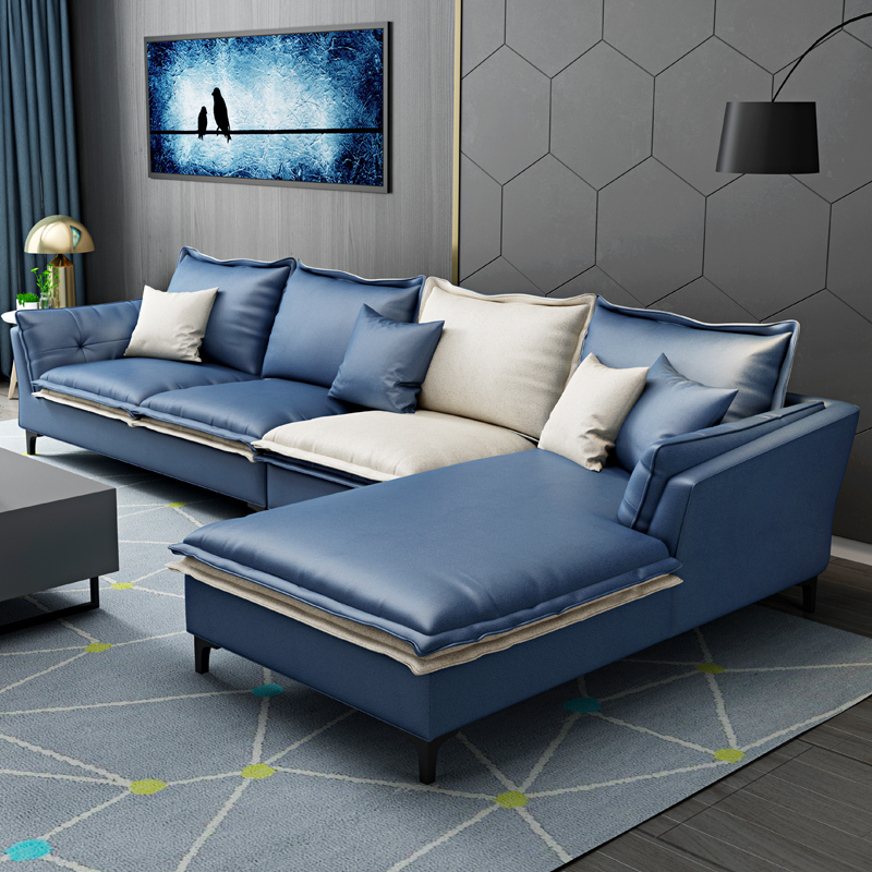 苏宁放心购意式北欧极简科技布沙发客厅简约拼色免洗乳胶贵妃小户型