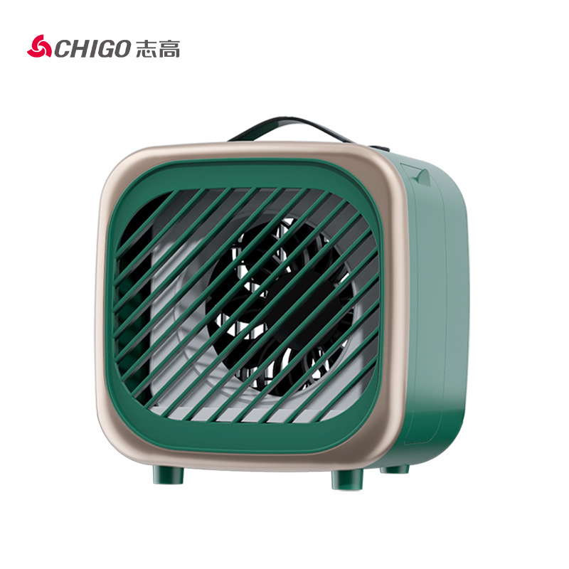 志高(CHIGO)桌面小风扇小型空调扇 办公室桌上迷你小空调 制冷风扇大风力冷风机电风扇DM15J(绿色+2冰晶)