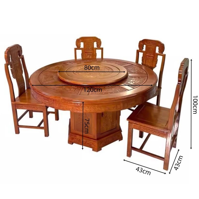 豫龙都 转盘餐桌 一桌四椅 套高清大图