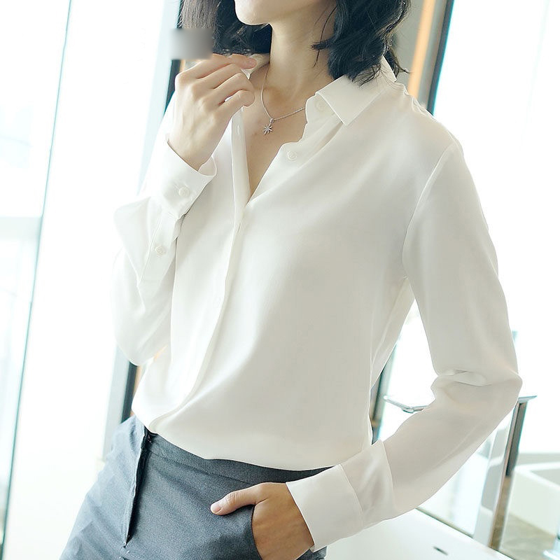 衬衫女夏新款宽松中码rs桑蚕丝上衣纯色ol白色短袖衬衣视频