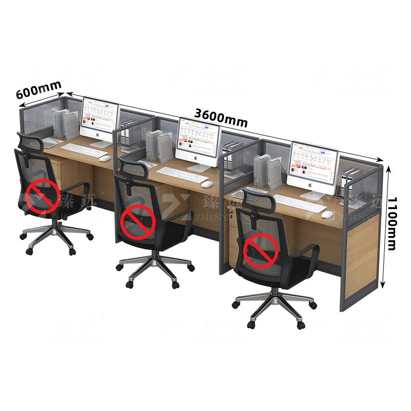 臻远 GWC-003 职员办公桌屏风桌组合员工位电脑桌职员工位 直排三人位高清大图