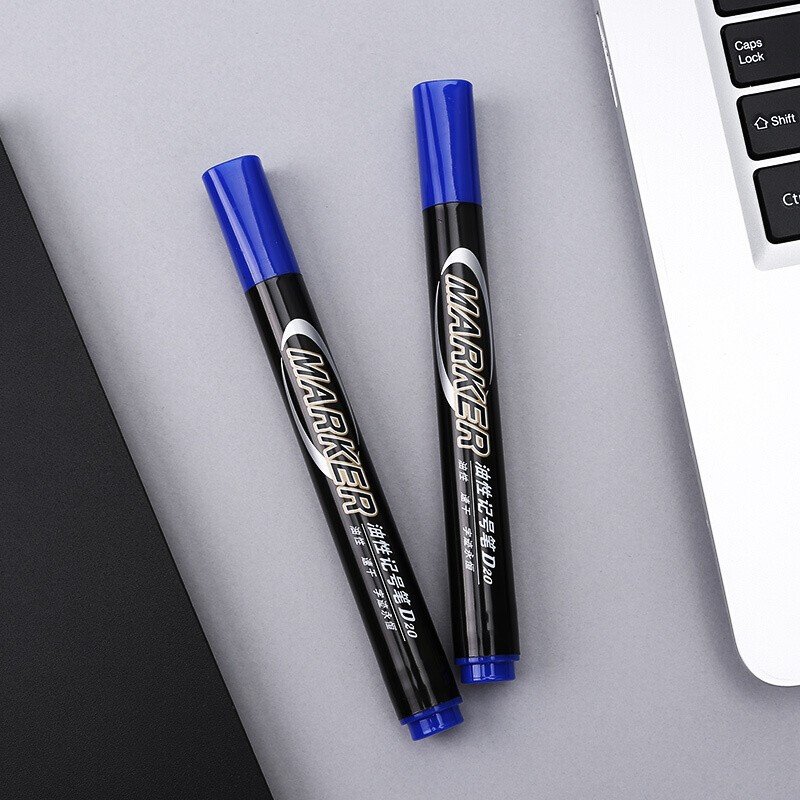 晨光笔物流记号笔碳素油性大头笔马克笔办公培训可擦白板笔10支装蓝色