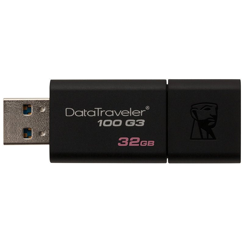 金士顿(Kingston)DT100G3 32GB USB3.0 U盘 80M/S读速 滑盖设计 方便贴心 黑色