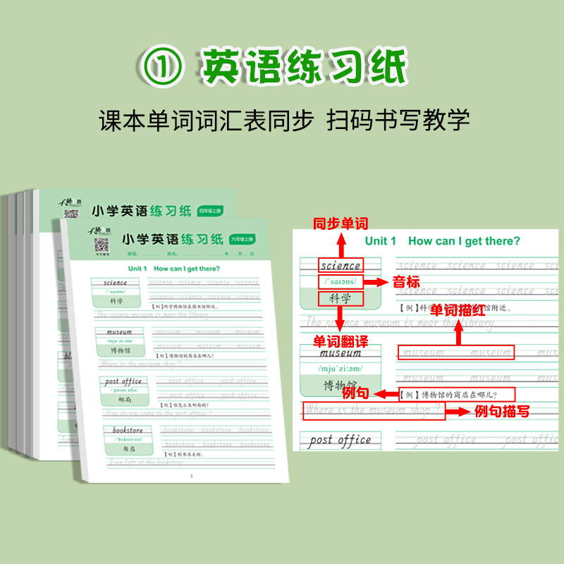 [3册]英语练习纸+默写+听写 三年级上 [正版]小学3-6年级英语默写纸手撕字帖人教版单词句子抄写本三四五六年级上册下高清大图