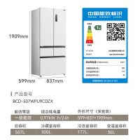 美菱冻鲜生507升恒温鲜冻法式多门超薄嵌入式家用冰箱双系统净味无霜一织刁大容量BCD-507WPU9CDZX
