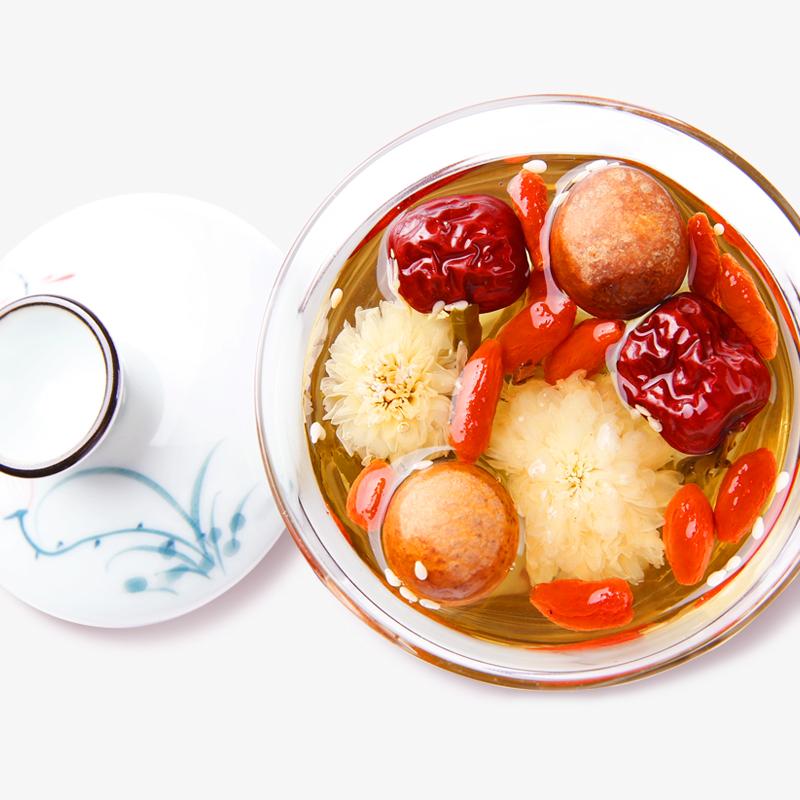 百瑞源宁夏特产三炮台花茶菊花红枣桂圆八宝茶盖碗茶三泡台