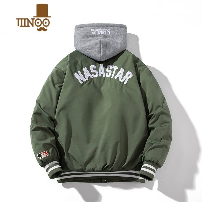 YANXU美式休闲刺绣棉衣外套男女情侣宽松加厚棒球棉服飞行员夹克图片
