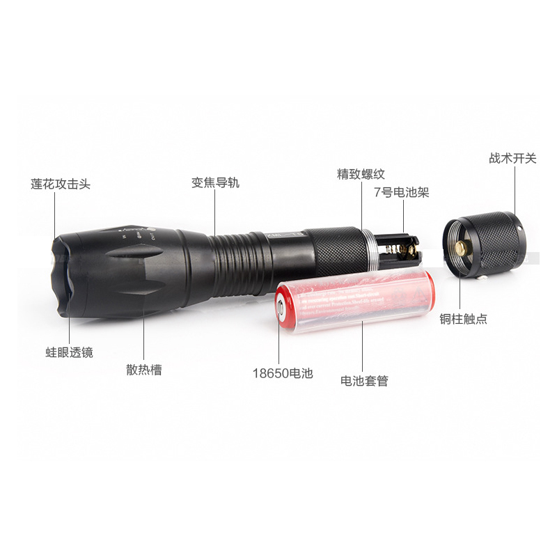 手电筒强光充电多功能LED远射超亮迷你家用防水户外照明骑行灯