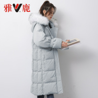 yaloo/雅鹿羽绒服女中长款2018冬季新款大毛领韩版加厚羽绒外套潮