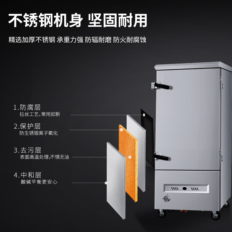 芙伦特 蒸饭柜商用蒸箱食堂蒸饭车燃气大容量单门六盘蒸饭柜 FLT-GT-ZFJ06-RQ高清大图