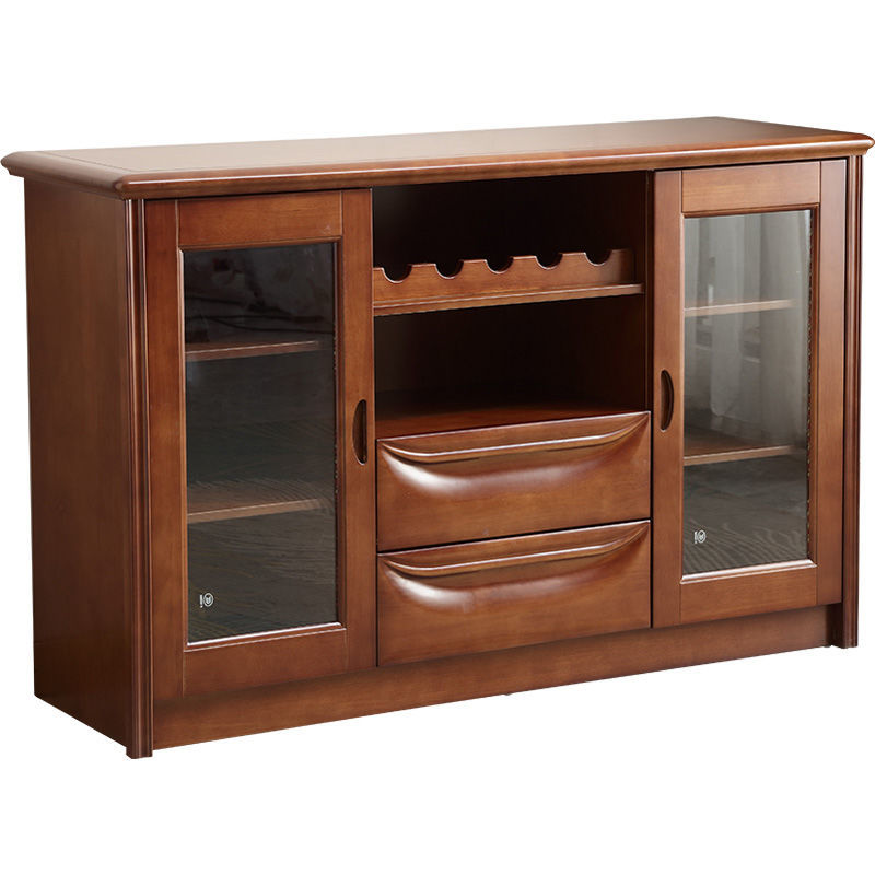 青木川 实木餐边柜酒柜一体靠墙矮柜高柜客厅餐厅家用小户型1.3米双门厨房置物架碗柜备餐柜茶水柜收纳储物柜高清大图