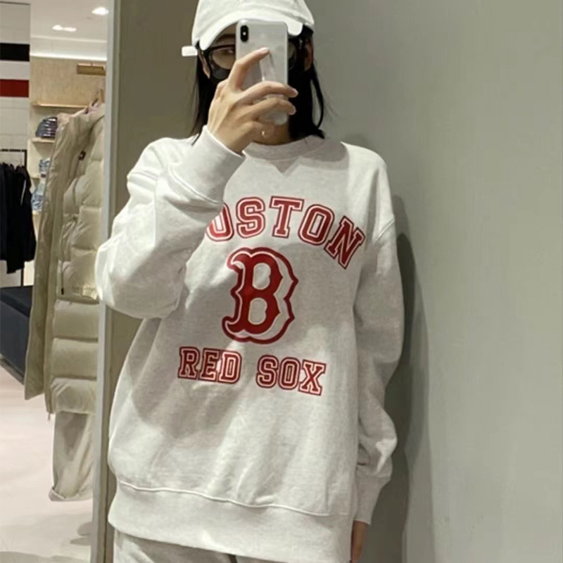 [可扫码识别]mlb卫衣波士顿红袜队字母印花男女运动2023新款套头衫