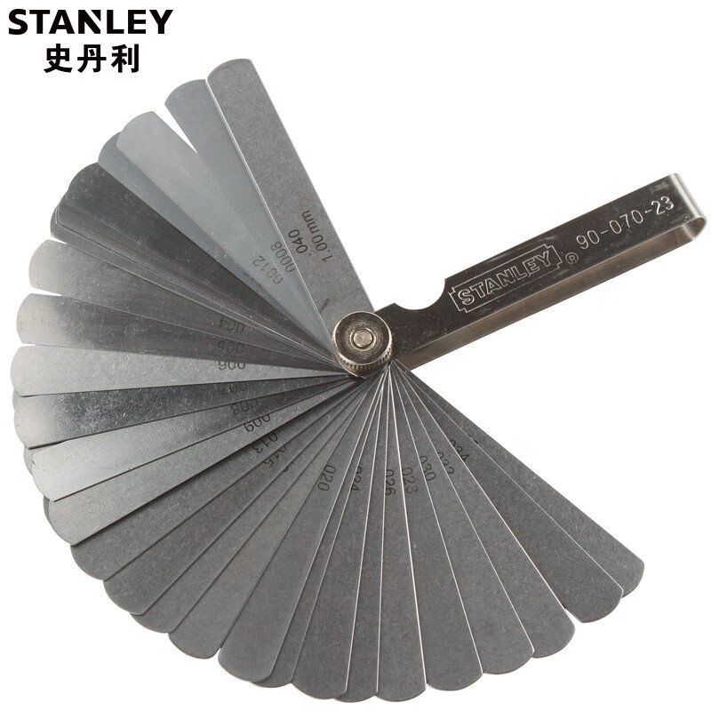 史丹利(STANLEY)90-070-23 0.02-1.00MM 32件公英制塞尺片 塞规调气门间隙尺 厚薄规 套