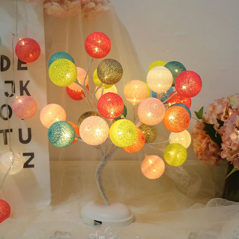 小树灯台式小夜灯创意礼品ins北欧装饰灯造型线球彩灯串少女心图片