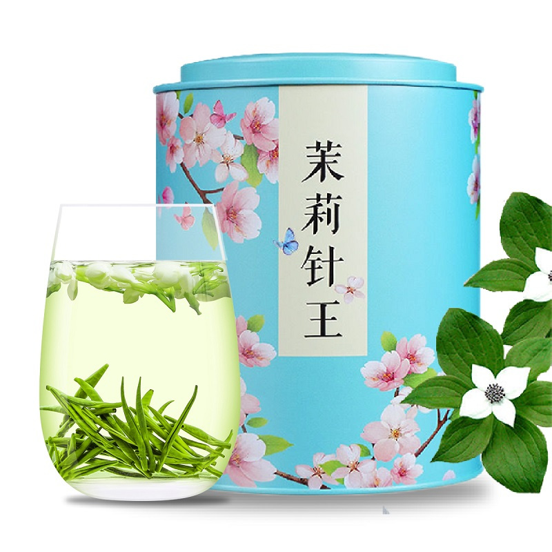 痴福 茉莉针王新茶飘雪浓香型茉莉针王茉莉花茶兰妃针王茶叶250g 茉莉针王礼罐1罐250克