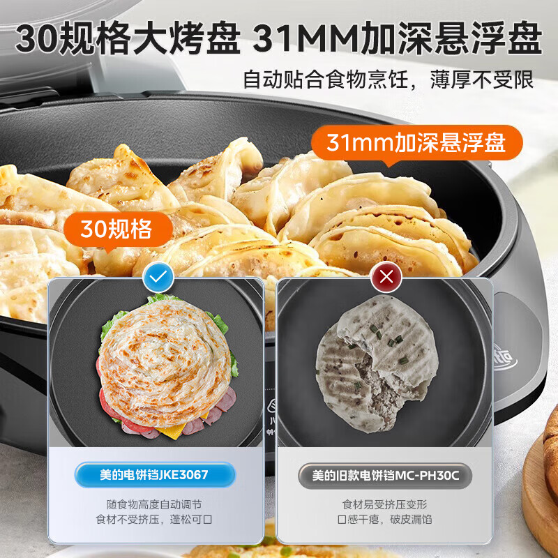 美的(Midea)家用加热加深可拆洗电饼铛 JKE3067高清大图