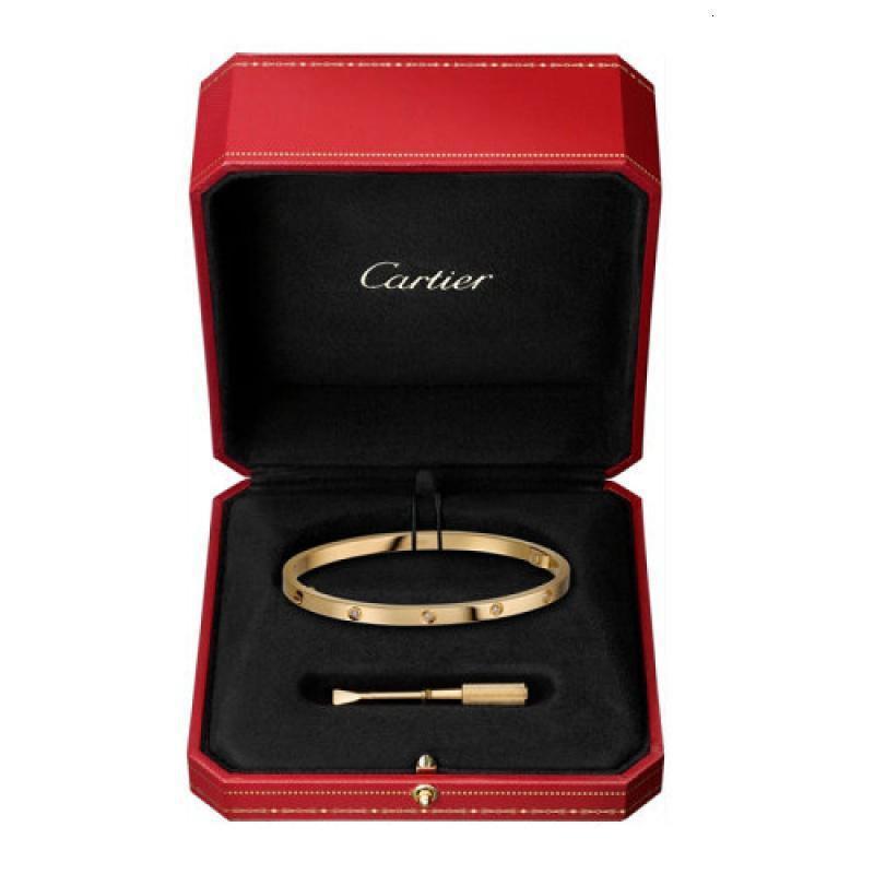 cartier卡地亚love系列18k金10钻石小号手镯b6047817